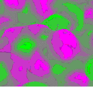 BALSAMIC. A protein surface colour coded by local shape index, a key quantity used in the matching algorithms
